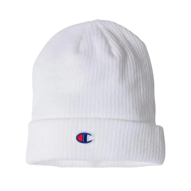 Champion Ribbed Knit Cap cs4003 White Front