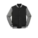 SPORTTEK FLEECE LETTERMAN JACKET Black Vintage Heather Front