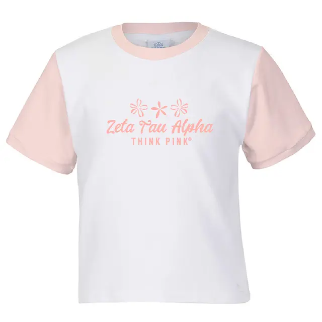Zeta Tau Alpha Simple Flowers and Script Philanthropy Shirt 2