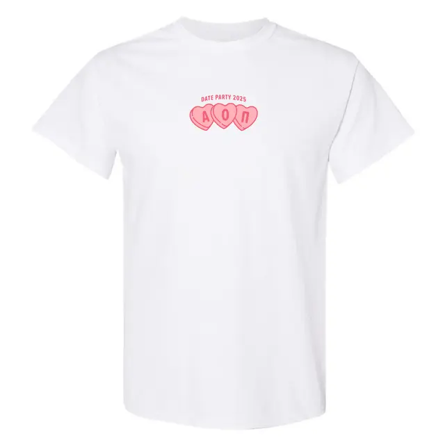 Alpha Omicron Pi Heart Candy Date Party Shirt 2