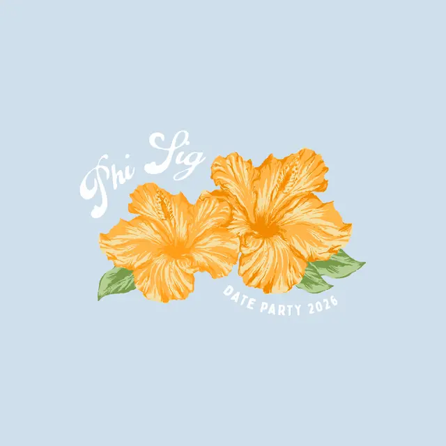 Phi Sigma Sigma Hibiscus Illustration Date Party Shirt