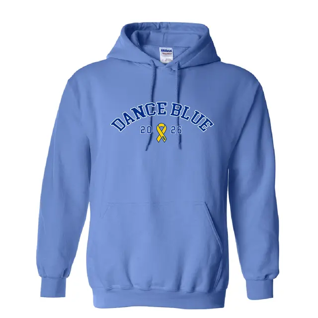 Dance Blue Arched Block Text with Ribbon Philanthropy Hoodie 2