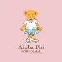 Alpha Phi Cute Bear Graphic with Stripes Semi-Formal Sweater
