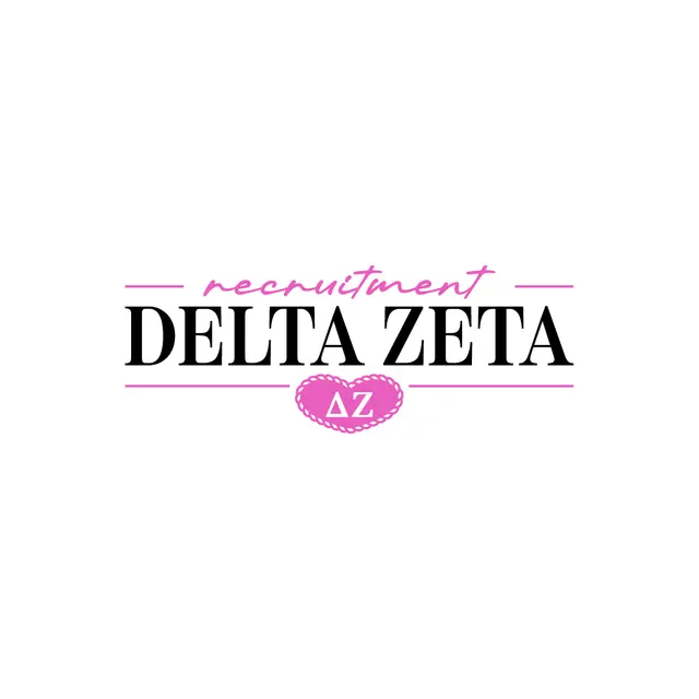 Delta Zeta Pink Heart Text Recruitment Shirt
