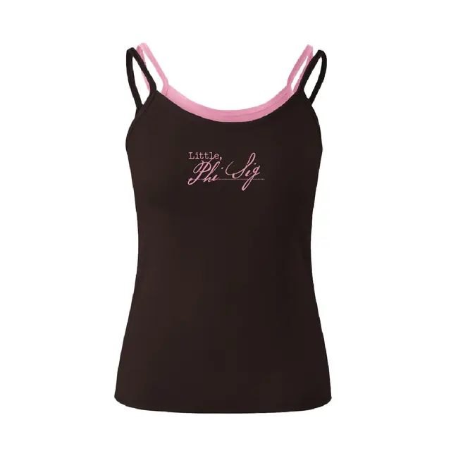 Phi Sigma Sigma Pink Script and Dotted Line Big Little Reveal Tank 2