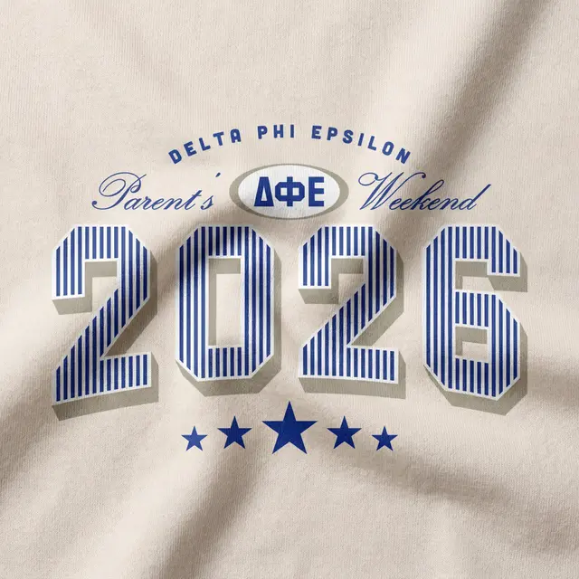 Delta Phi Epsilon Striped Text Parents Weekend Hoodie