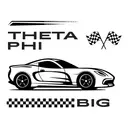 Theta Phi Alpha Theta Phi Alpha Sports Car and Checkered Racing Flags in Black Design for Fraternity 