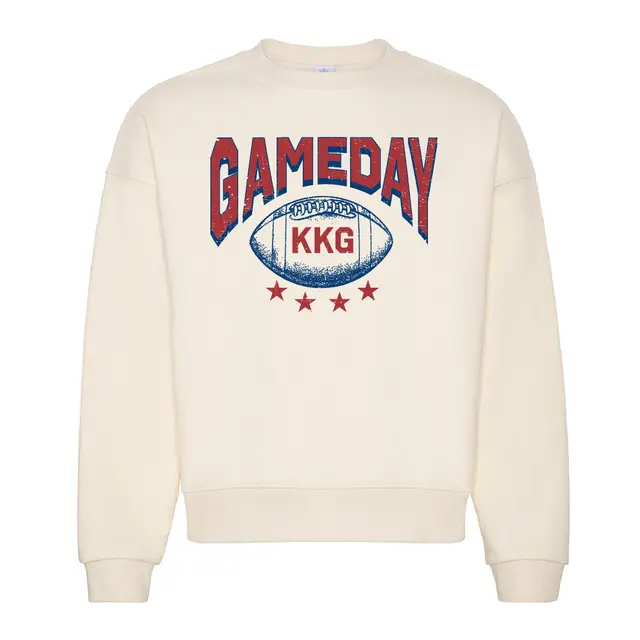 Kappa Kappa Gamma Stacked Lettering Football Game Day Crewneck 2