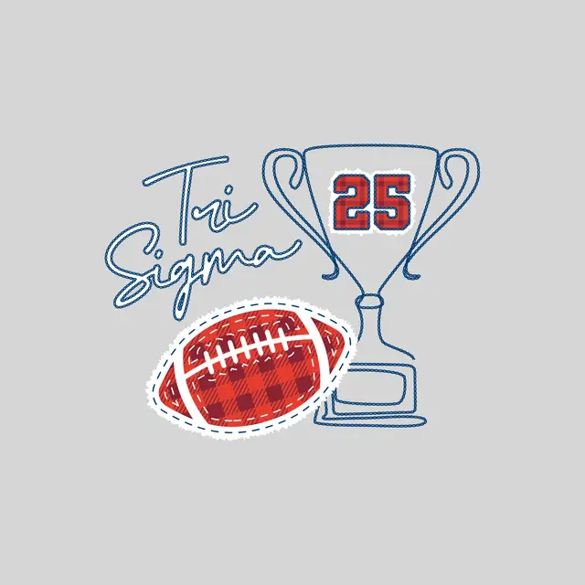 Sigma Sigma Sigma Plaid Football and Trophy Game Day Crewneck