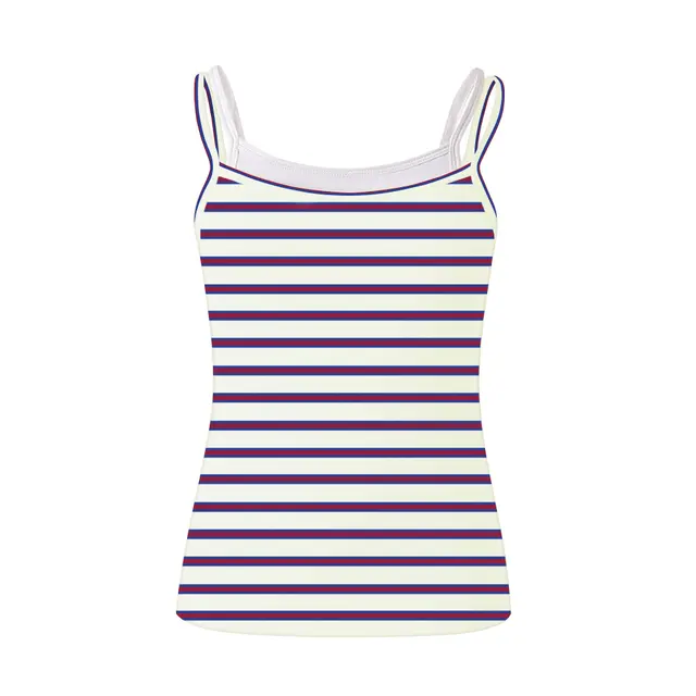 Fresh Prints  Bailey Layered Tank Cream Blue Red Stripes mto Back