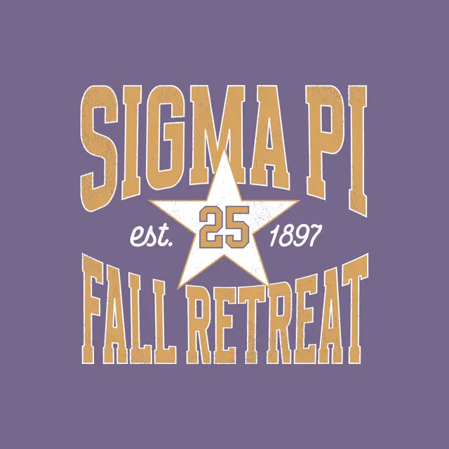 Sigma Pi Bold Star and Number Fall Retreat Shirt