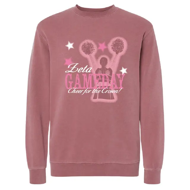 Zeta Tau Alpha Cheerleader and Stars Game Day Crewneck 2
