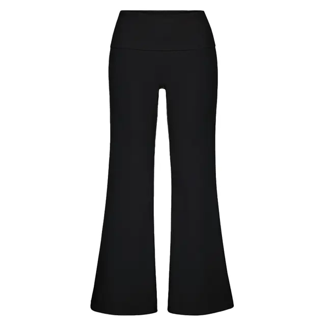 FP101 Katie Fold-over Flared Pants Black Front