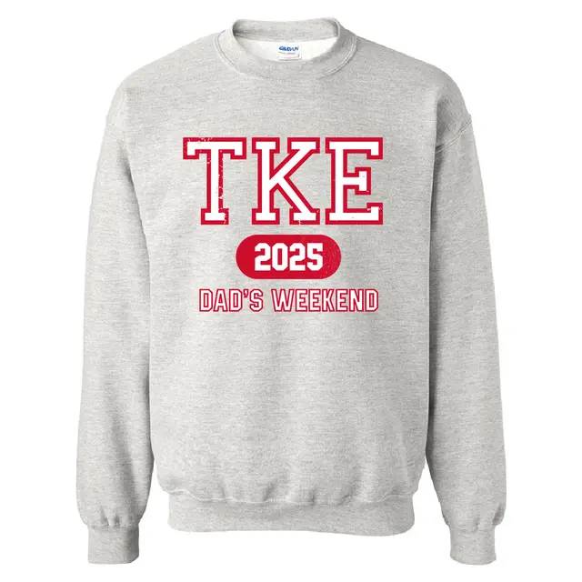 Tau Kappa Epsilon Distressed Block Lettering Dad's Weekend Crewneck 2