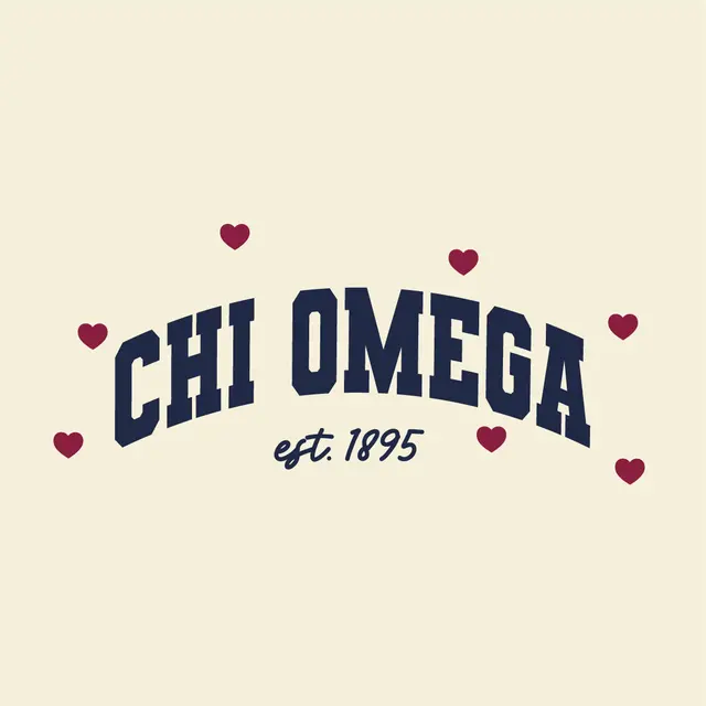 Chi Omega Navy Text and Hearts PR Tank
