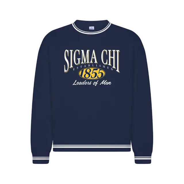 Sigma Chi Bold Block Lettering Established Design Crewneck 2