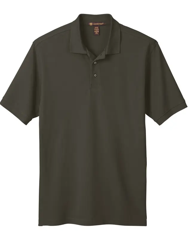 Harriton Ringspun Cotton Piqué Short-Sleeve Polo m200 Black Front