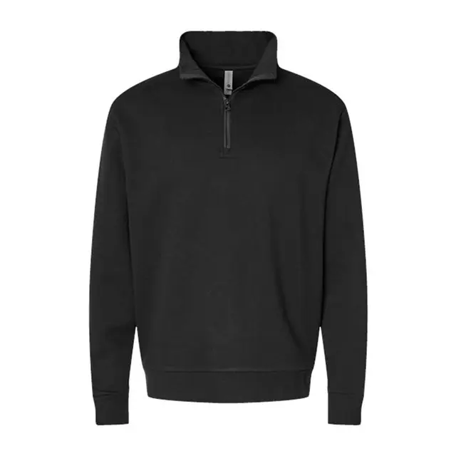 Customizable Next Level Apparel Unisex Fleece Quarter-Zip 9643 Black Front