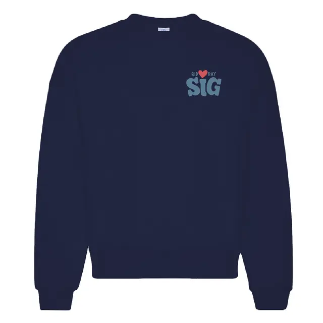 Sigma Chi Bold Heart Text Bid Day Crewneck 2