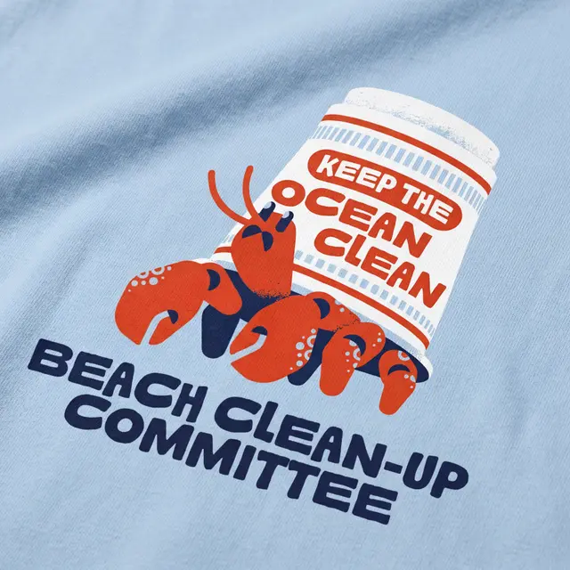 Beach Clean-Up Committee Hermit Crab with Cup Graphic PR Shirt