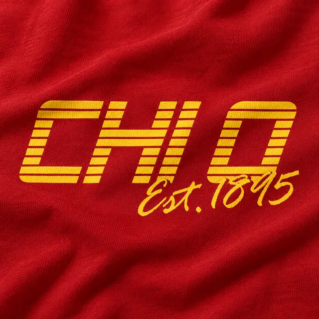 Chi Omega Striped Block Lettering PR Shirt