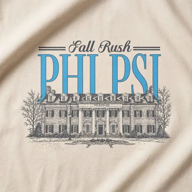 Phi Kappa Psi Block Text House Illustration Rush Crewneck