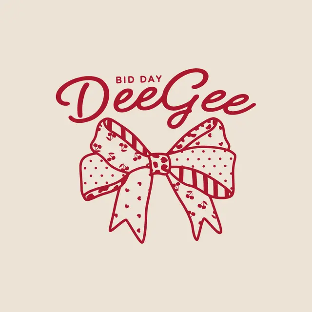 Delta Gamma Patterned Bow Drawing in Red Bid Day Sweater