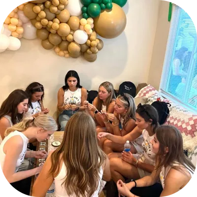 Group of friends attending Greek life formal event