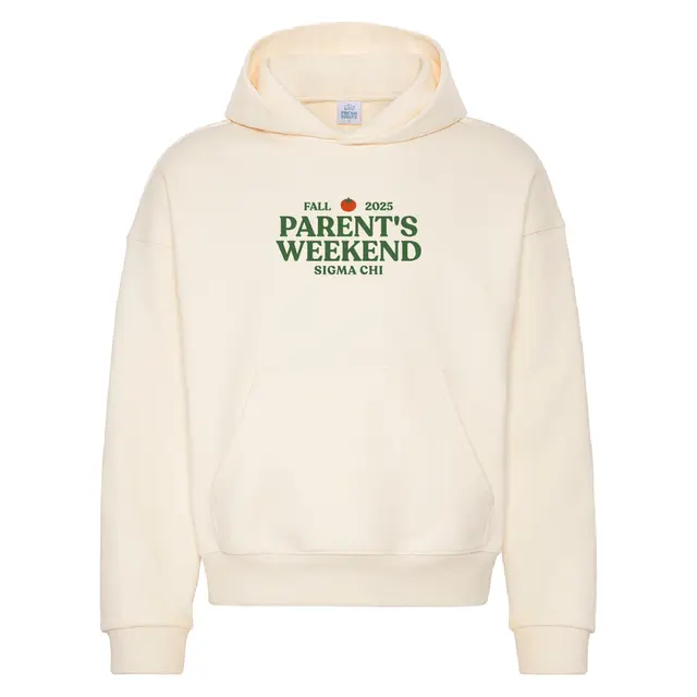 Sigma Chi Tomato Accent Green Text Parent's Weekend Hoodie 2