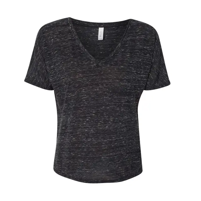 Customizable Bella + Canvas Women’s Slouchy V-Neck Tee 8815 Black Marble Front