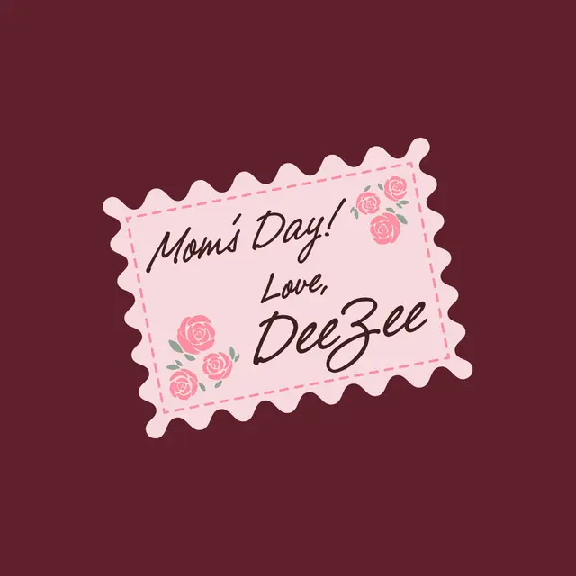 Delta Zeta Stamp Rose Lettering Mom's Day Crewneck