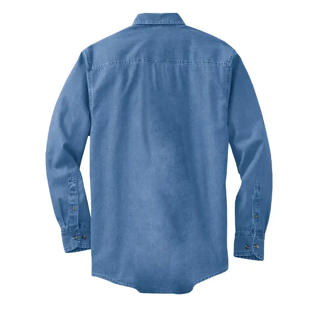 Port Authority Tall Long Sleeve Denim Shirt Faded Blue Back