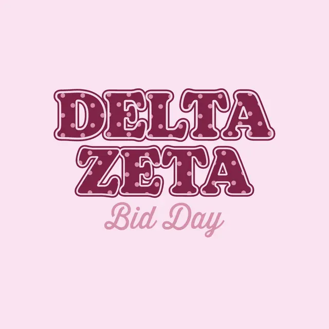 Delta Zeta Polka Dot Patterned Text Bid Day Crop Top