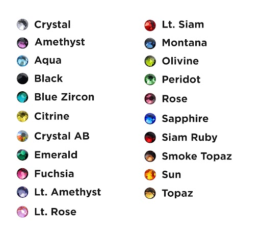 Rhinestone Color Options