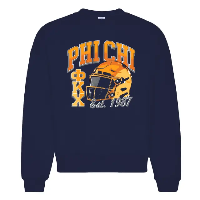 Phi Kappa Chi Bold Text Helmet Graphic PR Crewneck 2