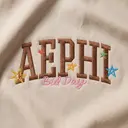 Alpha Epsilon Phi Bold Lettering Stars Bid Day Sweater