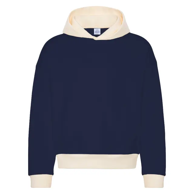 Fresh Prints FP118 Boston Heavyweight Color Block Hoodie Navy Buttermilk mto Front