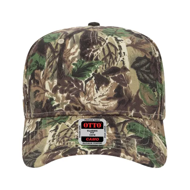 OTTO CAP Camouflage 5 Panel Mid Profile Baseball Cap Lt.Lod Brn Kly Back