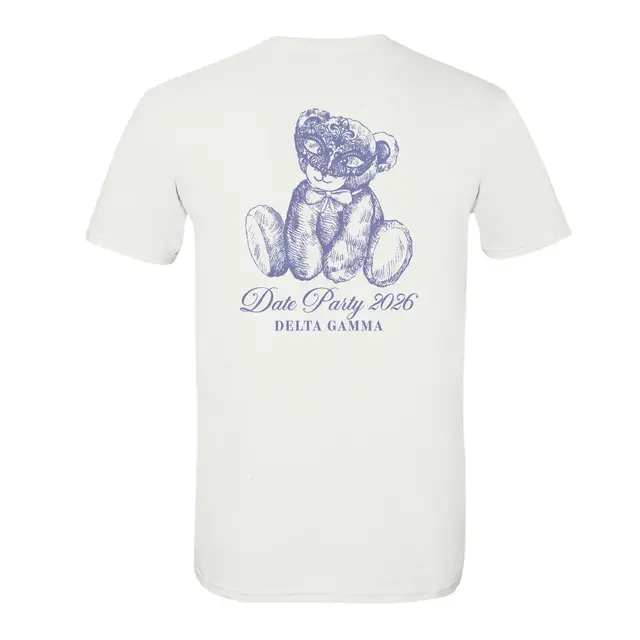 Delta Gamma Teddy Bear Masked Illustration Date Party Shirt 2