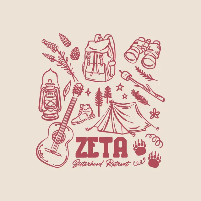 Zeta Tau Alpha Camping Icons Sisterhood Retreat Crewneck