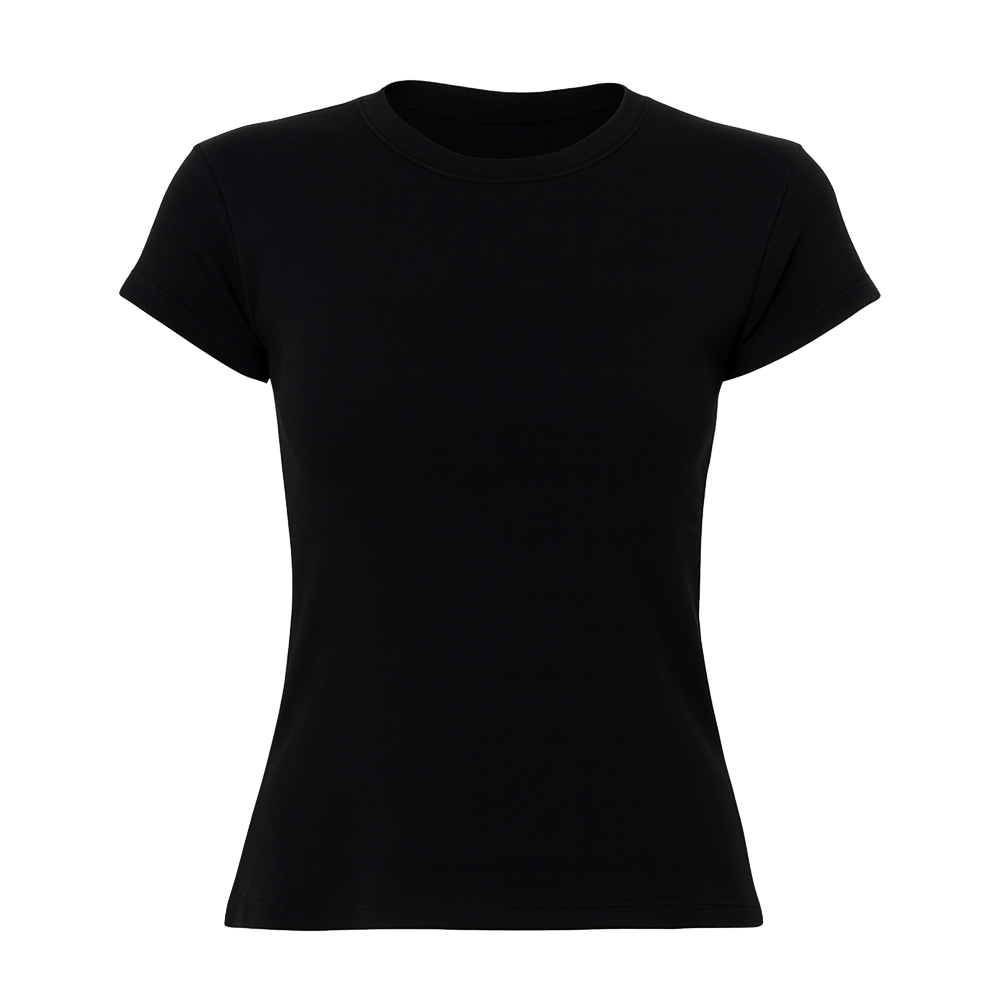 LA Apparel Baby Rib Short Sleeve Crop Tee | Fresh Prints
