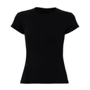 Los Angeles Apparel Garment Dye Cap Sleeve Baby Rib T-Shirt Black Front