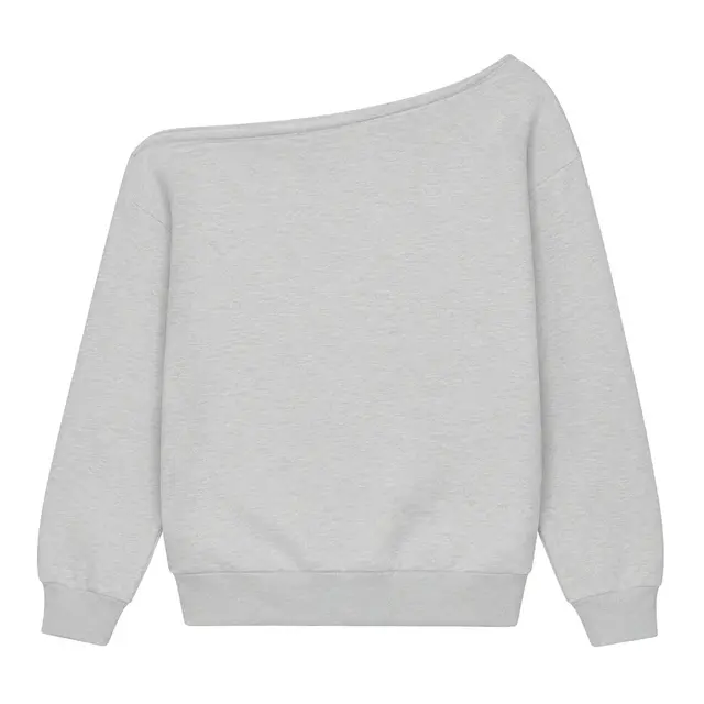 Fresh Prints Frankie Off-Shoulder Heavyweight Sweatshirt Ash Grey mto Back