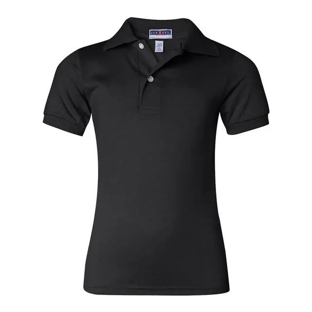 Jerzees Youth 5.6 Oz. Spotshield Jersey Polo 437y Black Front