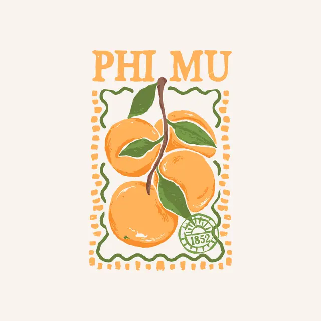 Phi Mu Peach and Branch Illustration PR Shirt