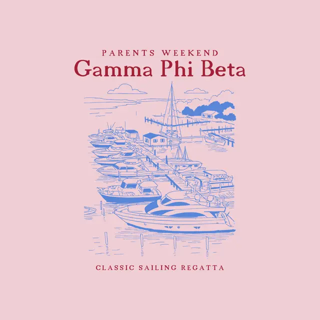 Gamma Phi Beta Boats and Marinas Illustration Parents Weekend Shirt