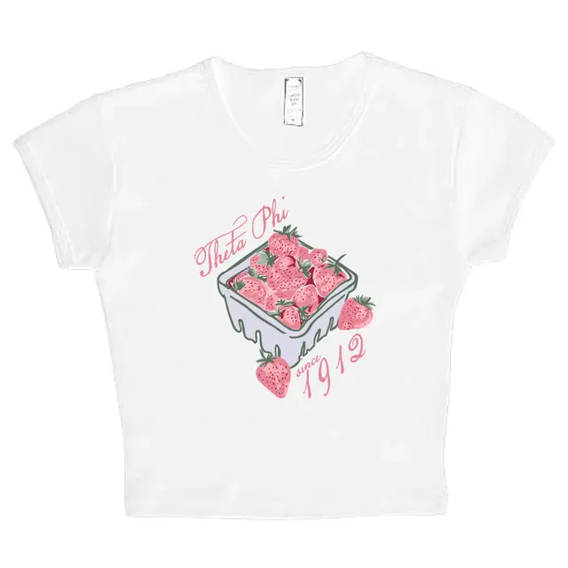 Container Full of Strawberries Drawing PR Crop Top Design for Theta Phi Alpha