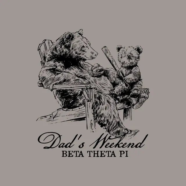 Beta Theta Pi Bear Duo Illustration Dad's Weekend Hoodie
