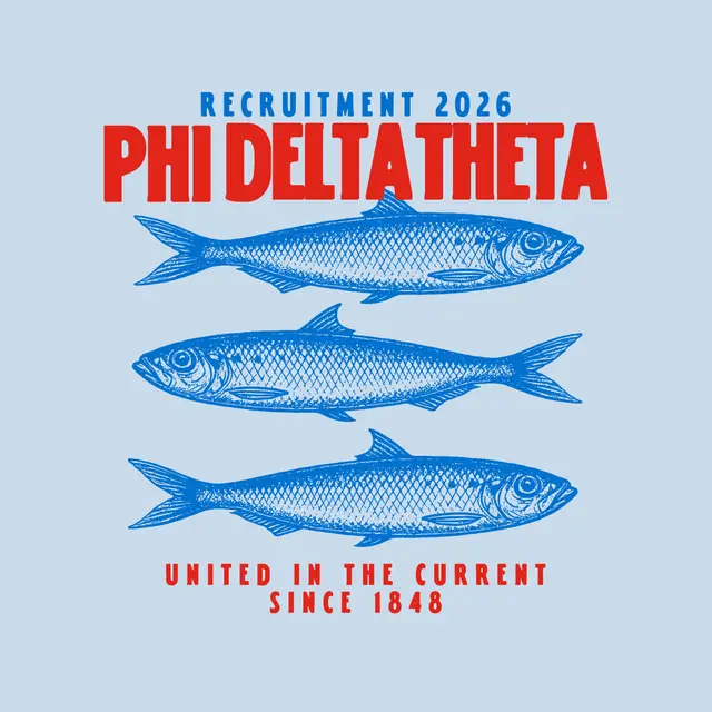 Phi Delta Theta Blue Fish Graphic Recruitment Shirt