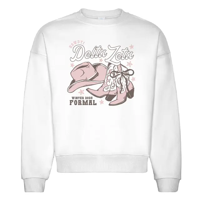 Delta Zeta Cowboy Boots and Hat Winter Formal Crewneck 2
